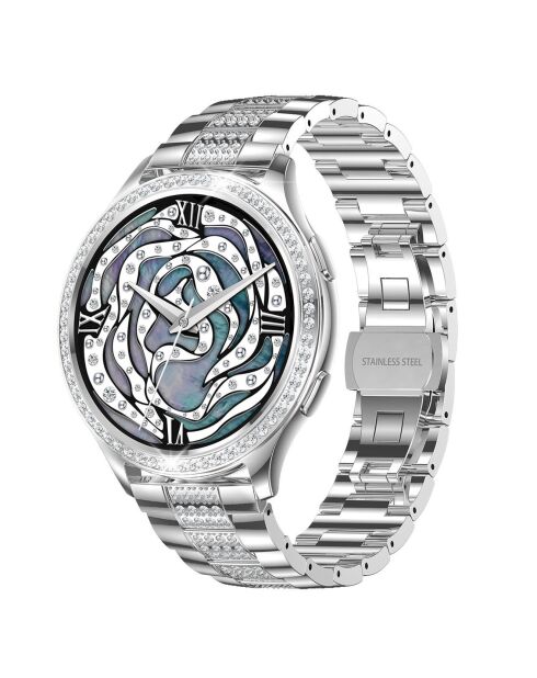 Montre connectée -edition Vogue 2024 IP67 avec bracelet en acier inoxydable argentée