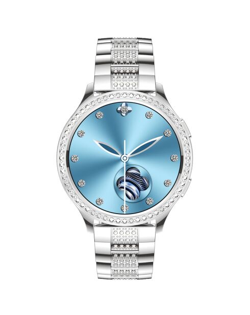 Montre connectée -edition Vogue 2024 IP67 avec bracelet en acier inoxydable argentée