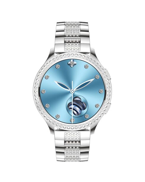 Montre connectée -edition Vogue 2024 IP67 avec bracelet en acier inoxydable argentée