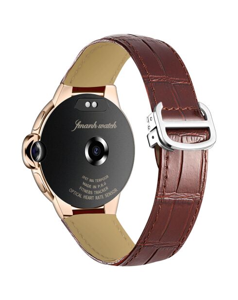 Montre connectée -edition Elegance 2024 IP67 avec alliage haute résistance et bracelet en cuir marron