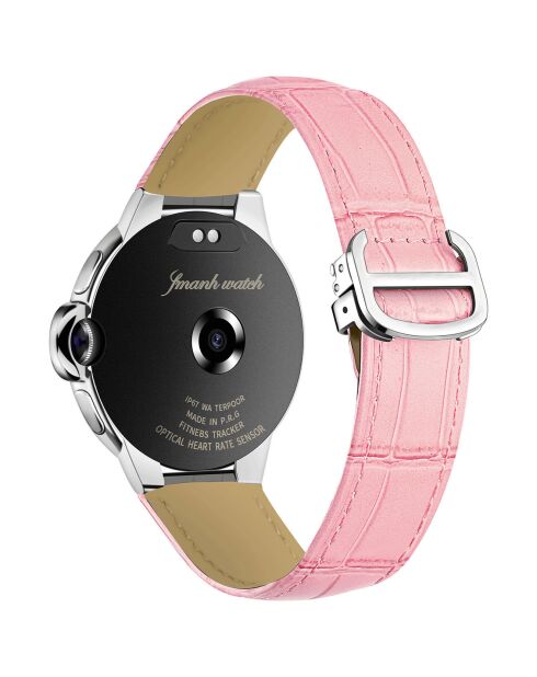 Montre connectée -edition Elegance 2024 IP67 avec alliage haute résistance et bracelet en cuir rose