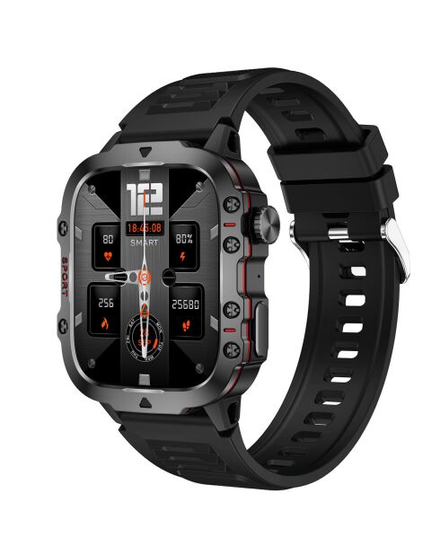 Cinturino in silicone nero per smartwatch NASA SPORT con grande schermo ad alta definizione