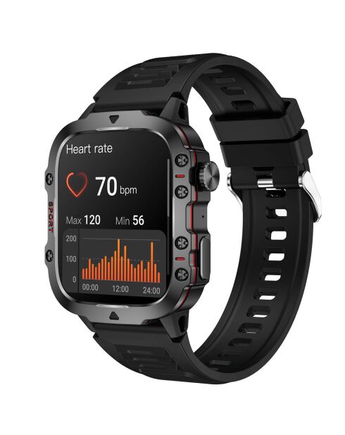 Cinturino in silicone nero per smartwatch NASA SPORT con grande schermo ad alta definizione