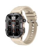 Montre connectée NASA SPORT Grand écran résolution haute définition bracelet en silicone beige