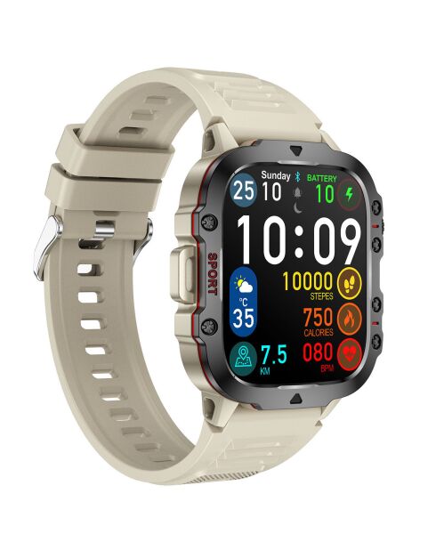 Cinturino in silicone beige per smartwatch NASA SPORT con grande schermo ad alta definizione