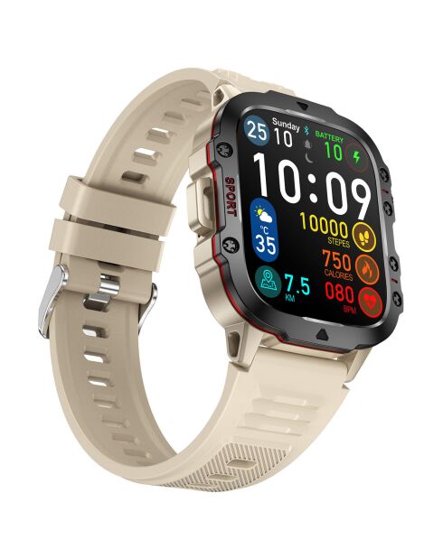 Cinturino in silicone beige per smartwatch NASA SPORT con grande schermo ad alta definizione
