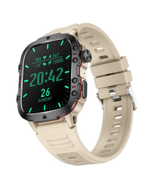 Cinturino in silicone beige per smartwatch NASA SPORT con grande schermo ad alta definizione