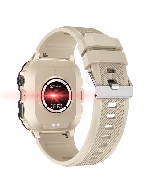 Montre connectée NASA SPORT Grand écran résolution haute définition bracelet en silicone beige