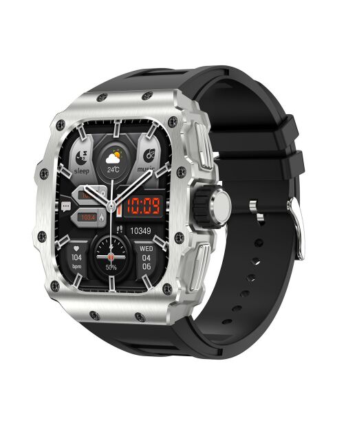 Montre connectée NASA AMOLED IP67 Grand écran résolution haute définition bracelet en silicone noir/argenté