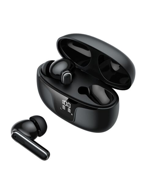 Ecouteurs sans fil (TWS) Bluetooth 5.3 affichage LED Edition ECLIPSE noirs