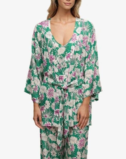 Kimono Naya imprimé grandes fleurs multicolore