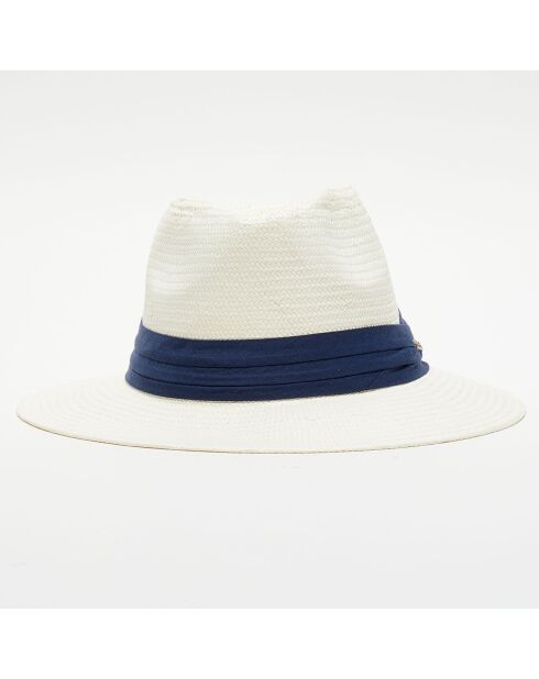 Chapeau en paille écru/bleu marine