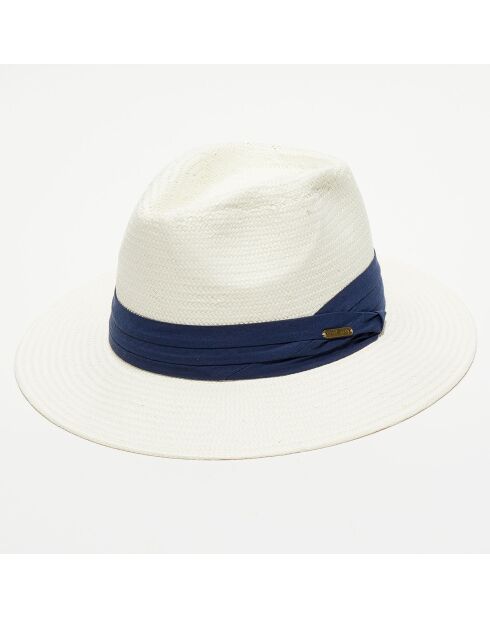 Chapeau en paille écru/bleu marine