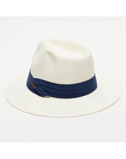 Chapeau en paille écru/bleu marine