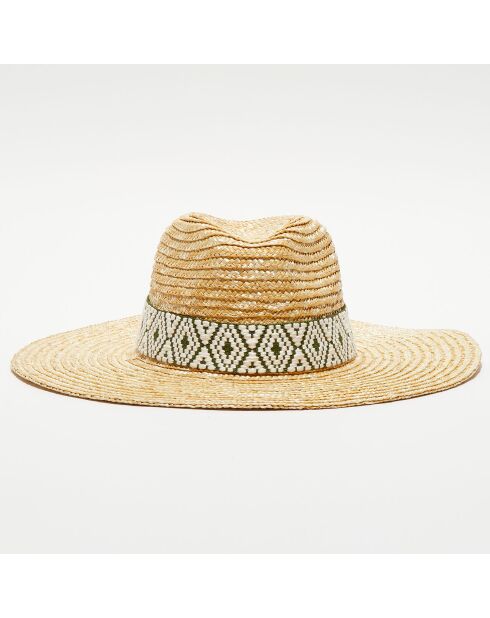 Chapeau en paille vert kaki