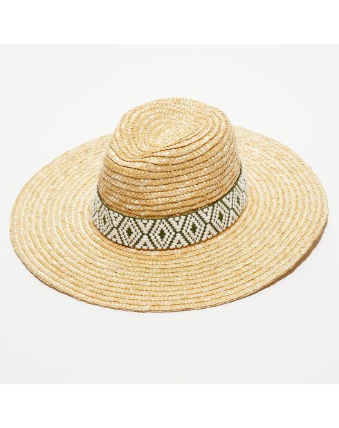 Chapeau en paille vert kaki