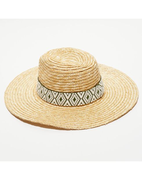 Chapeau en paille vert kaki