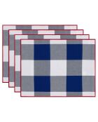 4 Sets de table Elysée Tricolore bleu/rouge - 48x36 cm