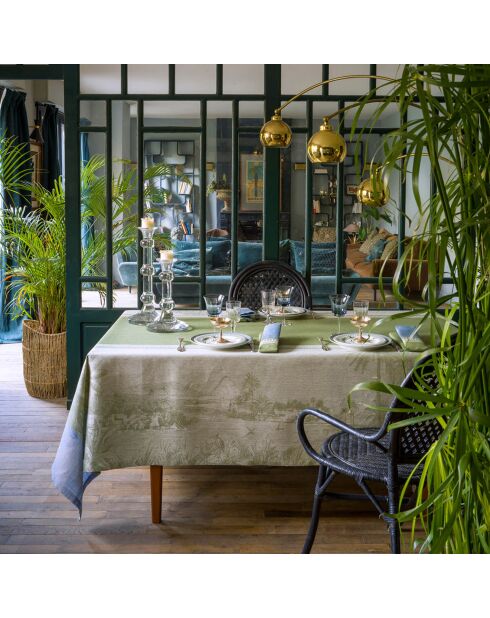 Nappe 100% Lin Croisière sur le Nil Palmier verte