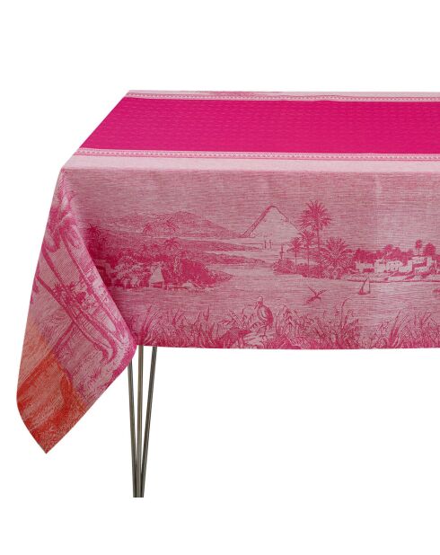 Mantel de lino 100% lino con forma de orquídea rosa, crucero por el Nilo