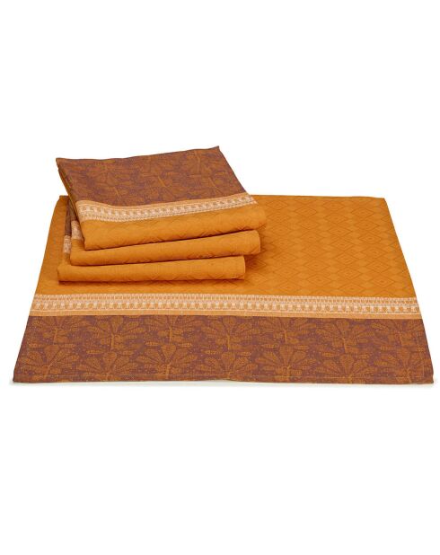 4 Serviettes de table 100% Lin Croisière sur le Nil Désert orange - 58x58 cm