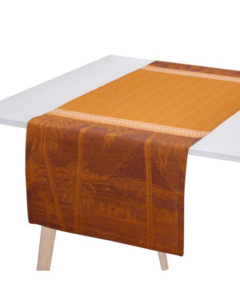 Chemin de table 100% Lin Croisière sur le Nil Désert orange - 50x150 cm