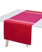 Camino de mesa 100% lino con forma de crucero por el Nilo, color rosa orquídea, 50 x 150 cm