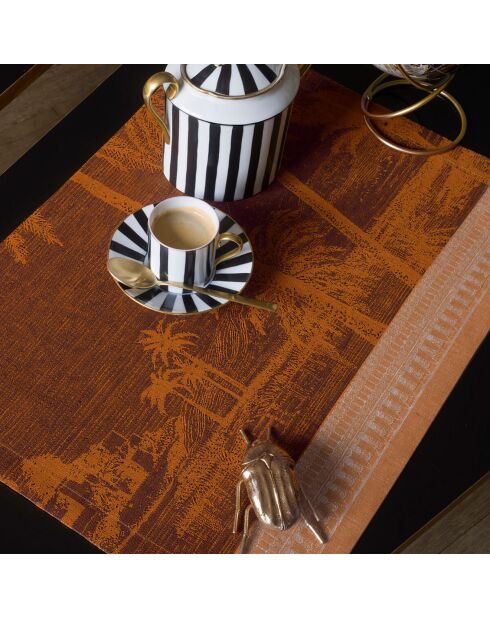 4 Sets de table 100% Lin Croisière sur le Nil Désert orange - 50x36 cm