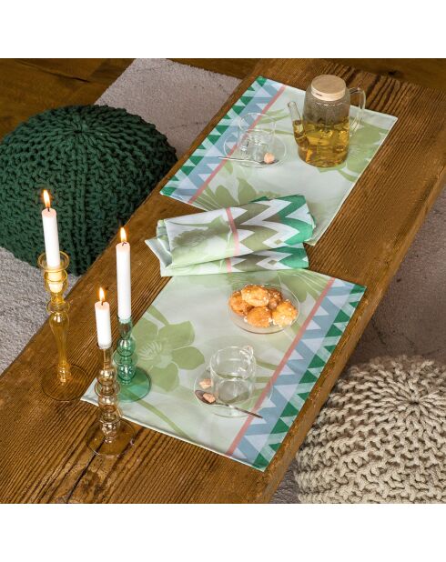4 Serviettes de table La Vie en Vosges Jonquille verts - 58x58 cm
