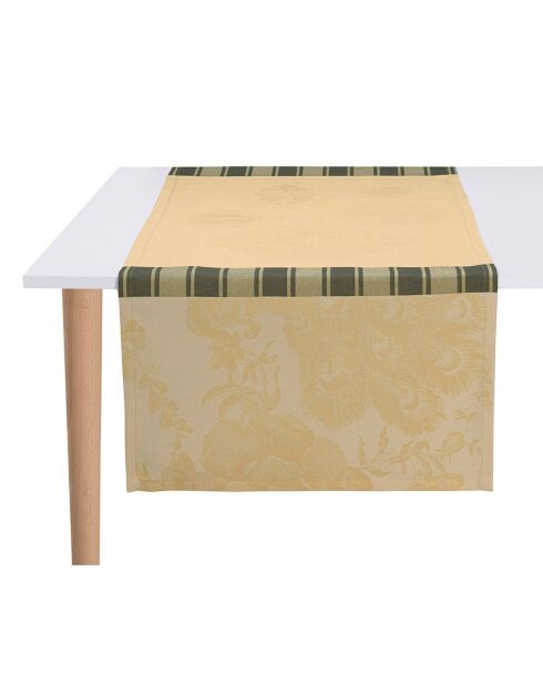 Chemin de table À La Française Soie jaune/beige - 55x150 cm