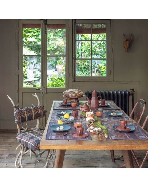 4 Sets de table enduits Origin Nature Ecorce brun/bleu - 50x36 cm