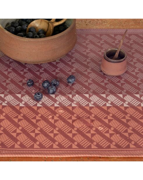 4 Sets de table enduits Veine Graphique Acajou rouges - 50x36 cm