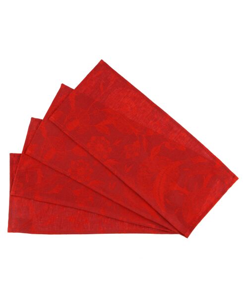 4 Sets de table 100% Lin Ottomane rouges - 30x50 cm