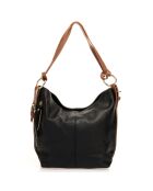 Sac porté épaule en Cuir noir- 26x9x22 cm