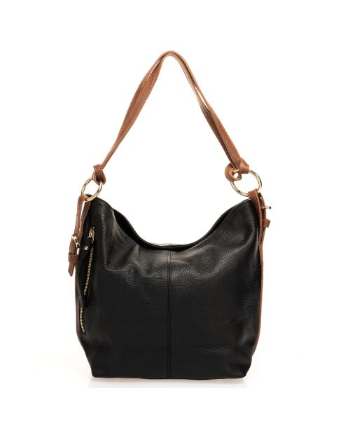 Sac porté épaule en Cuir noir- 26x9x22 cm