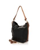 Sac porté épaule en Cuir noir- 26x9x22 cm