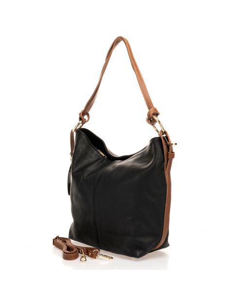 Sac porté épaule en Cuir noir- 26x9x22 cm