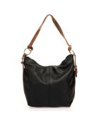 Sac porté épaule en Cuir noir- 26x9x22 cm