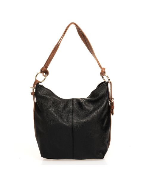 Sac porté épaule en Cuir noir- 26x9x22 cm