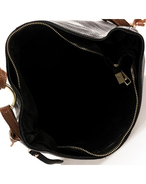 Sac porté épaule en Cuir noir- 26x9x22 cm