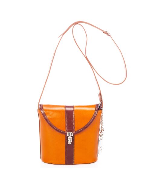 Sac bandoulière en Cuir cognac - 17x18x8 cm