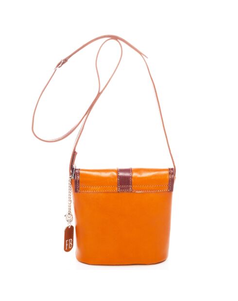 Sac bandoulière en Cuir cognac - 17x18x8 cm