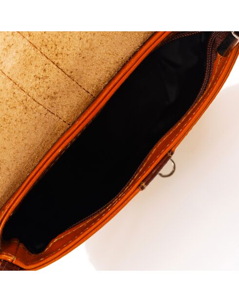 Sac bandoulière en Cuir cognac - 17x18x8 cm