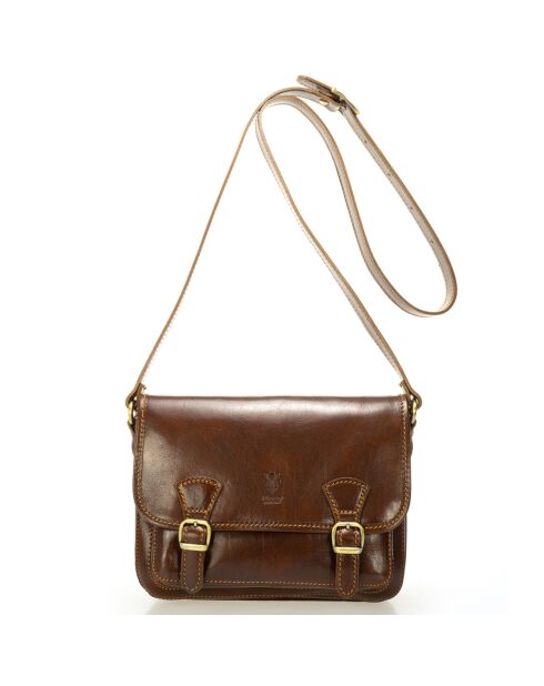 Sac bandoulière en Cuir marron - 26x12x19 cm