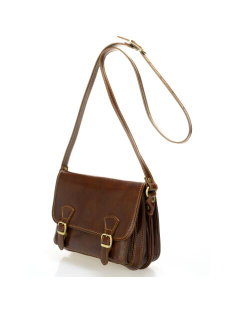 Sac bandoulière en Cuir marron - 26x12x19 cm