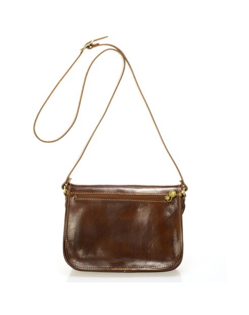 Sac bandoulière en Cuir marron - 26x12x19 cm