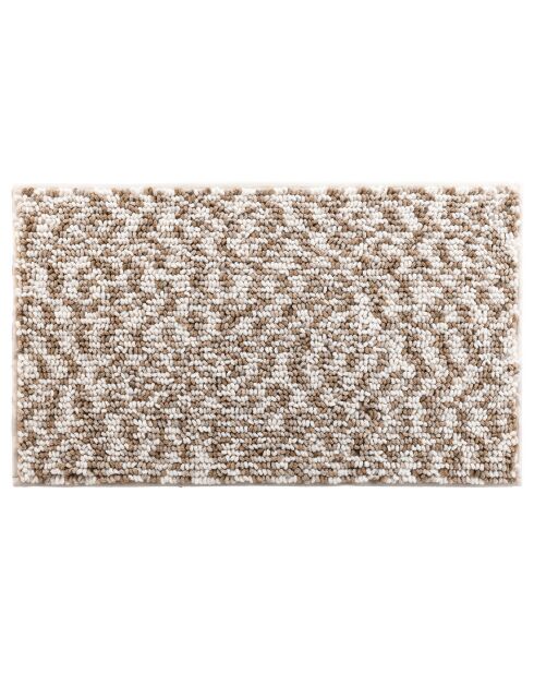 Alfombra de baño Friza blanca/marrón - 45x75 cm