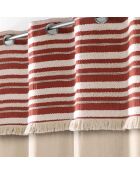 2 Rideaux à Oeillets Atlas Finition Top Tissé et Franges oranges - 140x240 cm