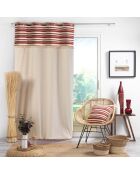 2 Rideaux à Oeillets Atlas Finition Top Tissé et Franges oranges - 140x240 cm