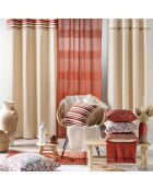 2 Rideaux à Oeillets Atlas Finition Top Tissé et Franges naturel - 140x240 cm